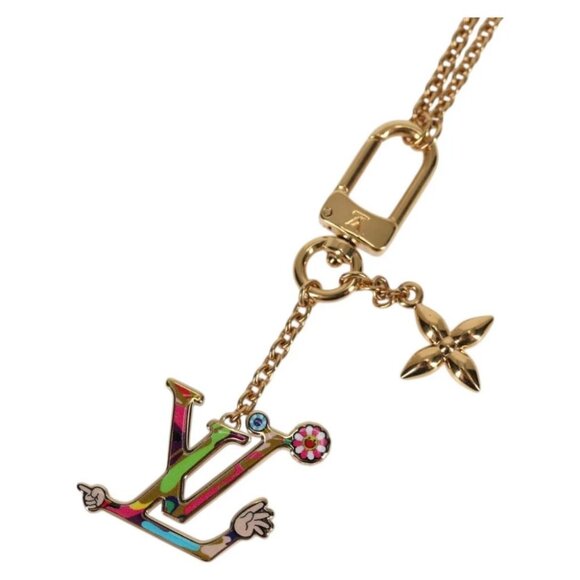 LOUIS VUITTON LVxTM 2 Necklace Super Flat metal Gold Tone LV Auth - Picture 3 of 14